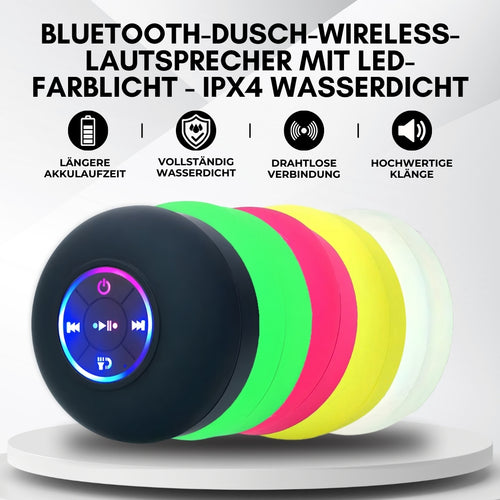 Bluetooth-Dusch-Wireless-Lautsprecher mit LED-Farblicht - IPX4 wasserdicht