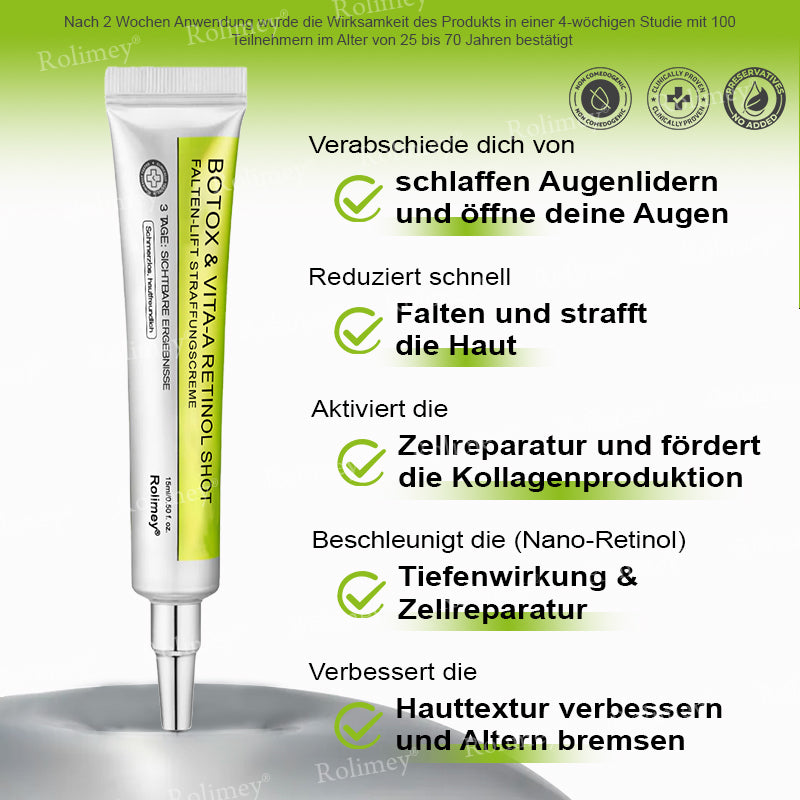 💛🐬Jetzt jugendliche Haut zurückgewinnen 💫Rolimey® Botox & Vita-A Retinol Shot Falten-Lift Straffungscreme