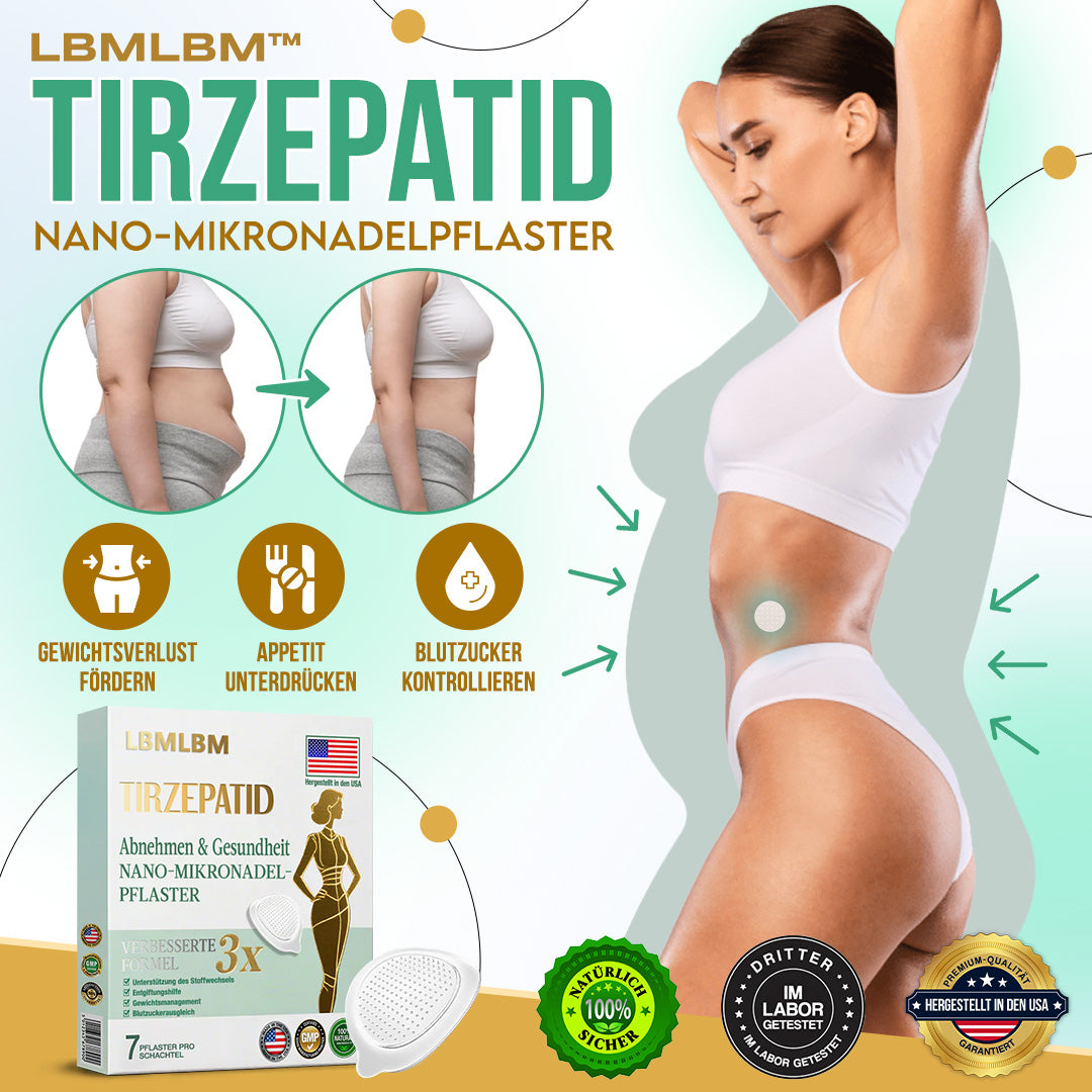 🔥 LBMLBM™ NIDDK-Tirzepatide Schlankheits-Nano-Mikronadel-Pflaster Zero Pain | 24/7 Kontrollierte Freisetzung | Bis zu 20 lbs schneller abnehmen | 90% Zuckerabfall