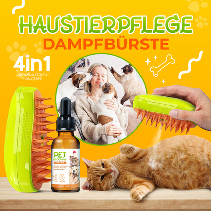 SteamCarePro™ Haustierpflege-Dampfbürste mit Pflegeöl [Veterinärmedizinisch genehmigt]