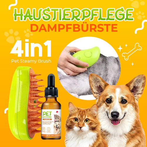SteamCarePro™ Haustierpflege-Dampfbürste mit Pflegeöl [Veterinärmedizinisch genehmigt]