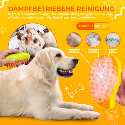 SteamCarePro™ Haustierpflege-Dampfbürste mit Pflegeöl [Veterinärmedizinisch genehmigt]