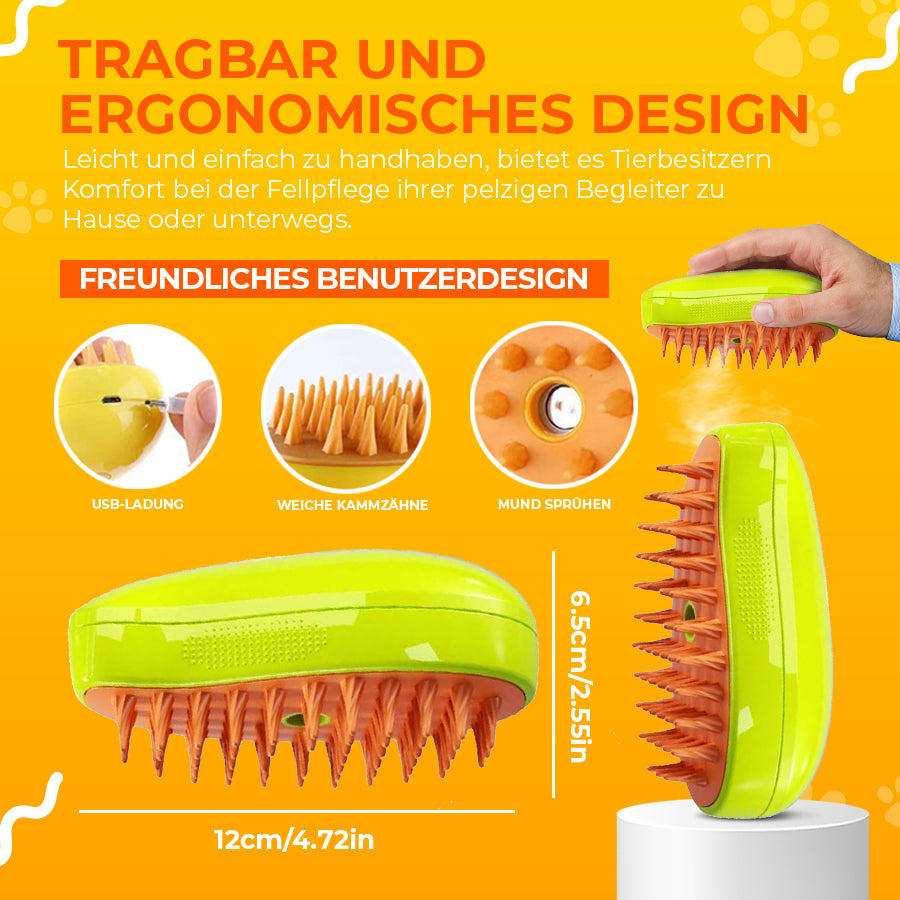 SteamCarePro™ Haustierpflege-Dampfbürste mit Pflegeöl [Veterinärmedizinisch genehmigt]