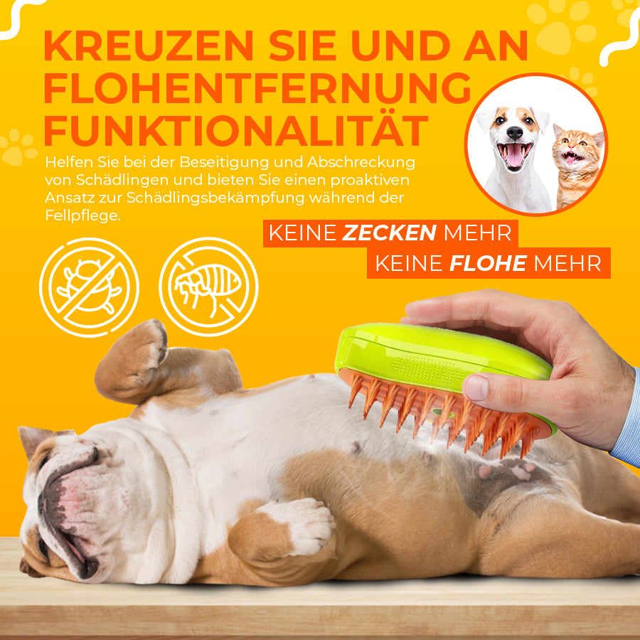 SteamCarePro™ Haustierpflege-Dampfbürste mit Pflegeöl [Veterinärmedizinisch genehmigt]