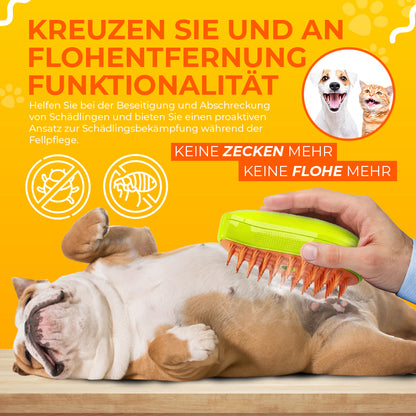SteamCarePro™ Haustierpflege-Dampfbürste mit Pflegeöl [Veterinärmedizinisch genehmigt]