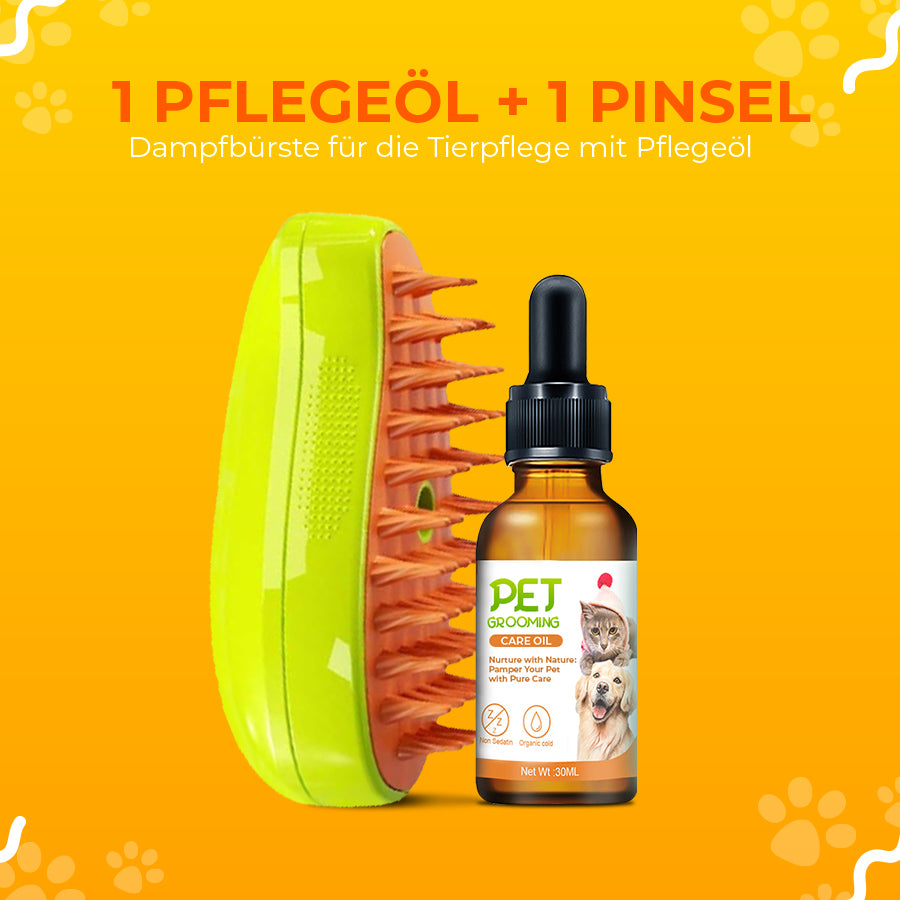 SteamCarePro™ Haustierpflege-Dampfbürste mit Pflegeöl [Veterinärmedizinisch genehmigt]