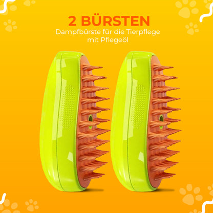 SteamCarePro™ Haustierpflege-Dampfbürste mit Pflegeöl [Veterinärmedizinisch genehmigt]
