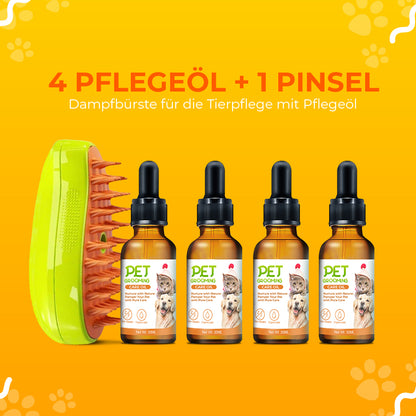 SteamCarePro™ Haustierpflege-Dampfbürste mit Pflegeöl [Veterinärmedizinisch genehmigt]