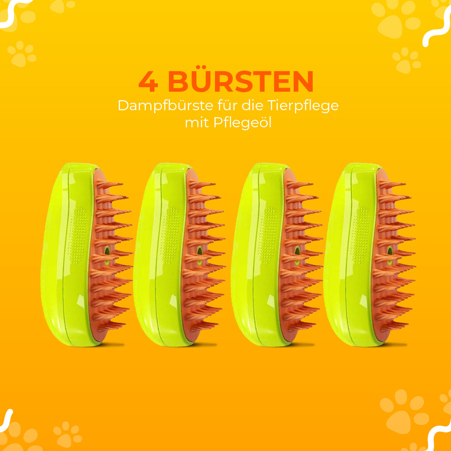 SteamCarePro™ Haustierpflege-Dampfbürste mit Pflegeöl [Veterinärmedizinisch genehmigt]