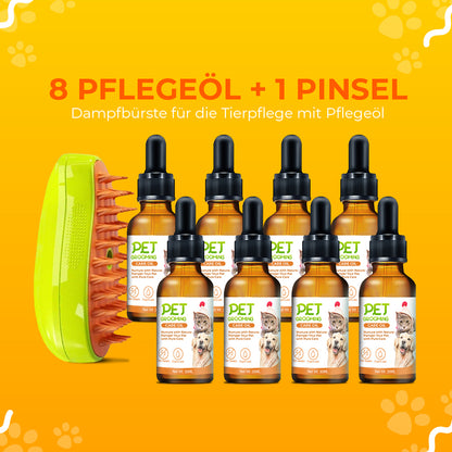 SteamCarePro™ Haustierpflege-Dampfbürste mit Pflegeöl [Veterinärmedizinisch genehmigt]