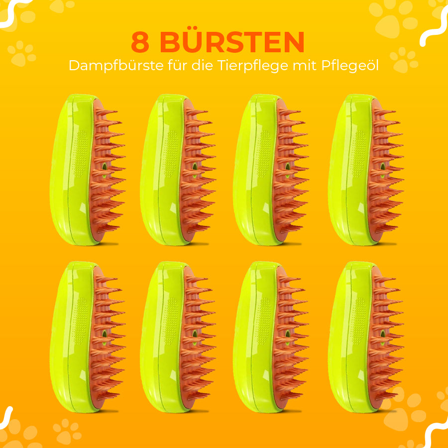 SteamCarePro™ Haustierpflege-Dampfbürste mit Pflegeöl [Veterinärmedizinisch genehmigt]