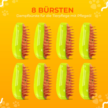 SteamCarePro™ Haustierpflege-Dampfbürste mit Pflegeöl [Veterinärmedizinisch genehmigt]
