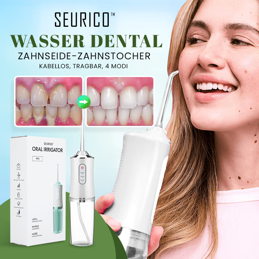 Seurico™ Wasser-Zahnseidenreiniger - kabellos, tragbar, 4 Modi 🦷