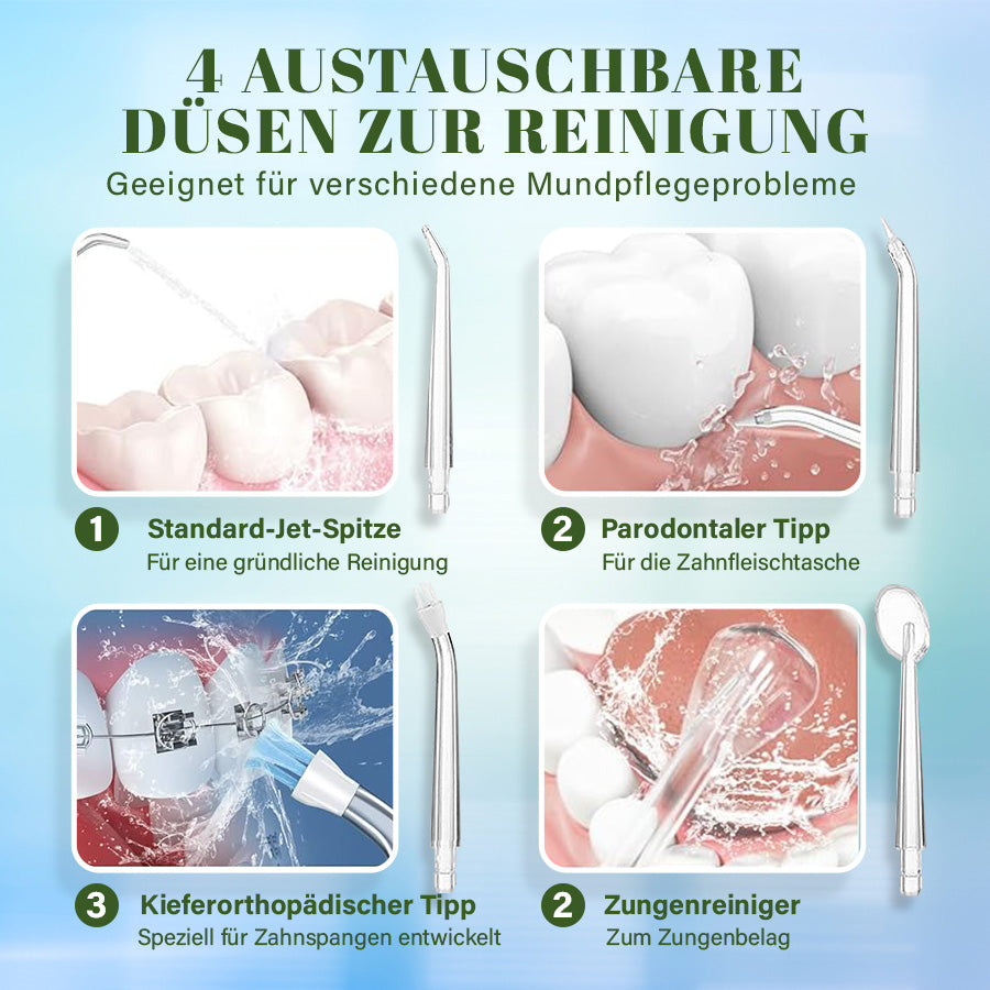 Seurico™ Wasser-Zahnseidenreiniger - kabellos, tragbar, 4 Modi 🦷